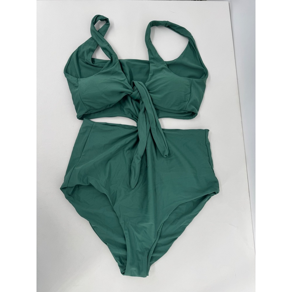 Cupshe Green Cutout O-Ring High Waisted One Piece Swimsuit Monokini XL NWT
